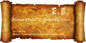 Rosenthál Boglárka névjegykártya